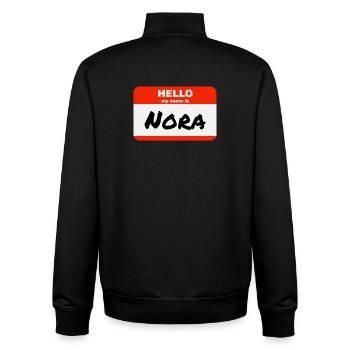 Hello My Name Is Nora Etikett Namensschild - Unisex Organic Zip Sweatshirt von Stanley/Stella - Schwarz - Hinten - AI Model Male 185 light (185cm)