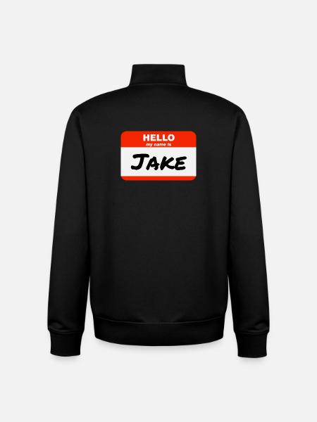 Bonjour, je m’appelle Jake Étiquette Nom Tag - Sweat zippé unisexe en coton bio Stanley/Stella - noir