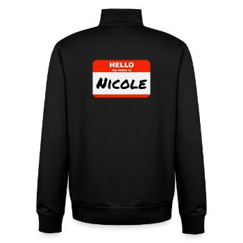 Hello My Name Is Nicole Etikett Namensschild - Unisex Organic Zip Sweatshirt von Stanley/Stella - Schwarz - Hinten - AI Model Male 185 light (185cm)