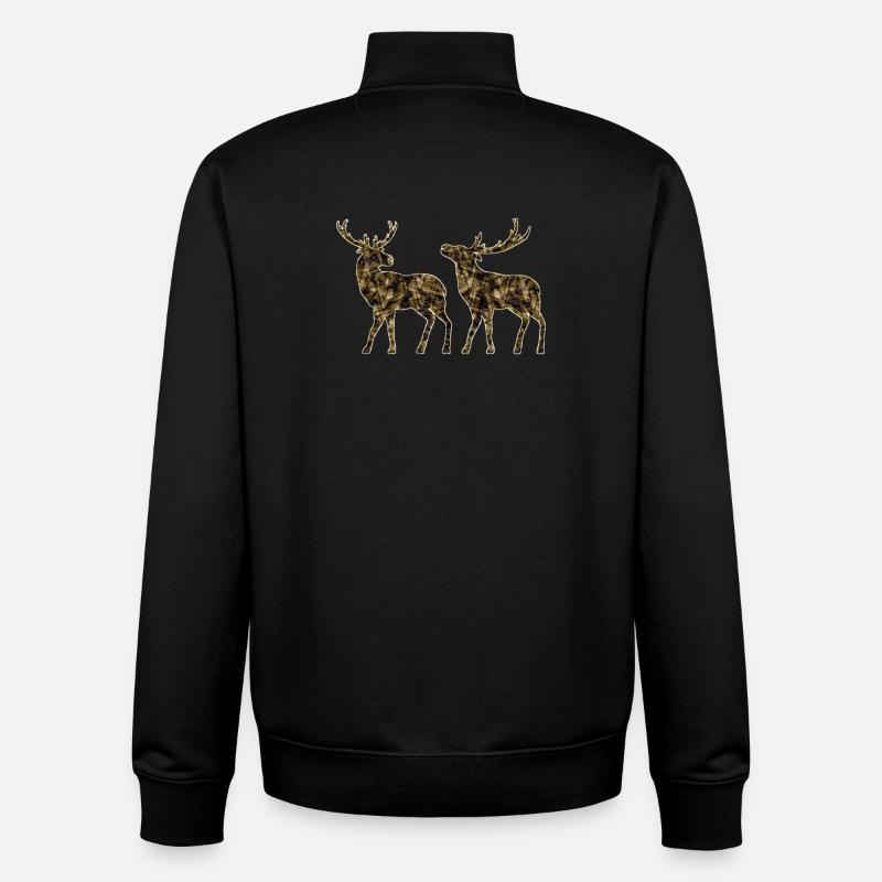 Cerf - Sweat zippé unisexe en coton bio Stanley/Stella - noir