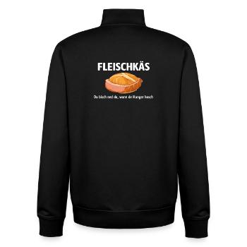 FLEISCHKÄS Shirt – Saarland dialect - Unisex Organic Zip Sweatshirt by Stanley/Stella - black - Back - AI Model Male 185 light (185cm)