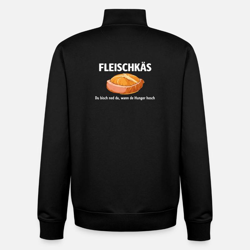 FLEISCHKÄS Shirt – Saarland dialect - Unisex Organic Zip Sweatshirt by Stanley/Stella - black