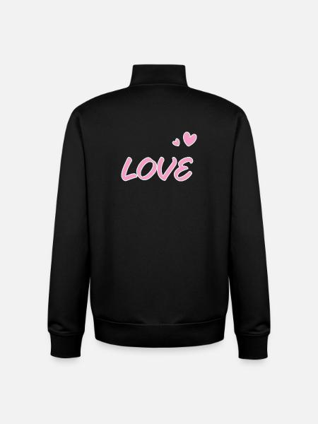 Love pastel et coeurs dessinés - Sweat zippé unisexe en coton bio Stanley/Stella - noir