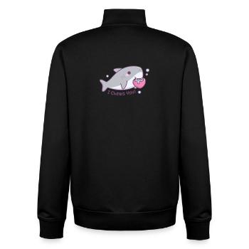 Le mignon requin mord le cœur Je te mâche Drôle - Sweat zippé unisexe en coton bio Stanley/Stella - noir - Dos - AI Model Male 185 light (185cm)