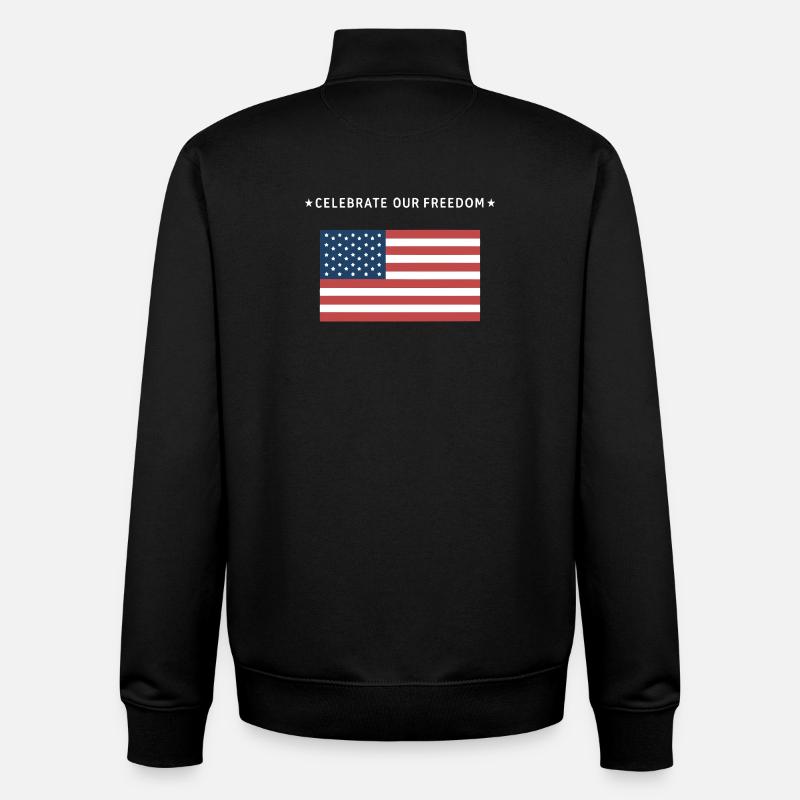 Drapeau américain Liberté - Sweat zippé unisexe en coton bio Stanley/Stella - noir
