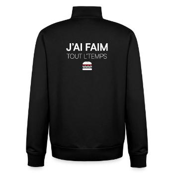 J’AI FAIM. TOUT LE TEMPS. | Humour - Sweat zippé unisexe en coton bio Stanley/Stella - noir - Dos - AI Model Male 185 light (185cm)