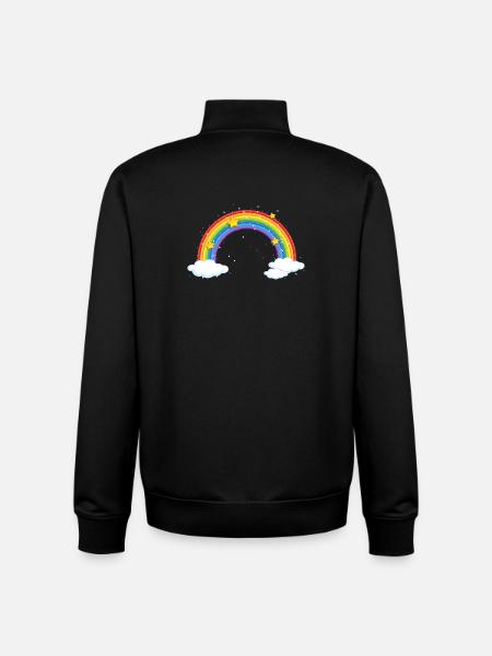 Bright Cartoon Rainbow with Clouds - Unisex Organic Zip Sweatshirt by Stanley/Stella - black
