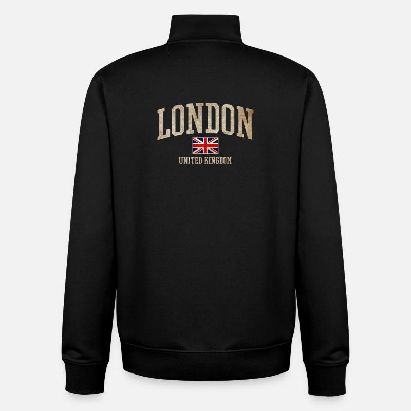 Londres Angleterre - Sweat zippé unisexe en coton bio Stanley/Stella - noir