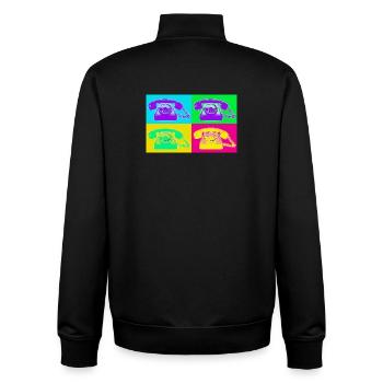Téléphone Pop Art Quadri Néon - Sweat zippé unisexe en coton bio Stanley/Stella - noir - Dos - AI Model Male 185 light (185cm)