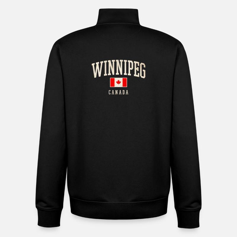 Winnipeg Canada Rétro Varsity - Sweat zippé unisexe en coton bio Stanley/Stella - noir