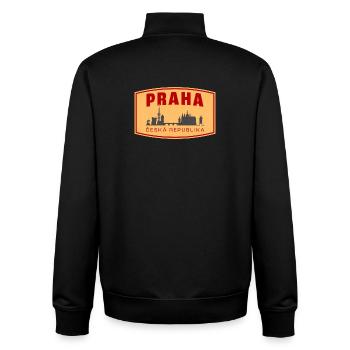 Praha Skyline & ČR Emblem - Unisex Organic Zip Sweatshirt von Stanley/Stella - Schwarz - Hinten - AI Model Male 185 light (185cm)