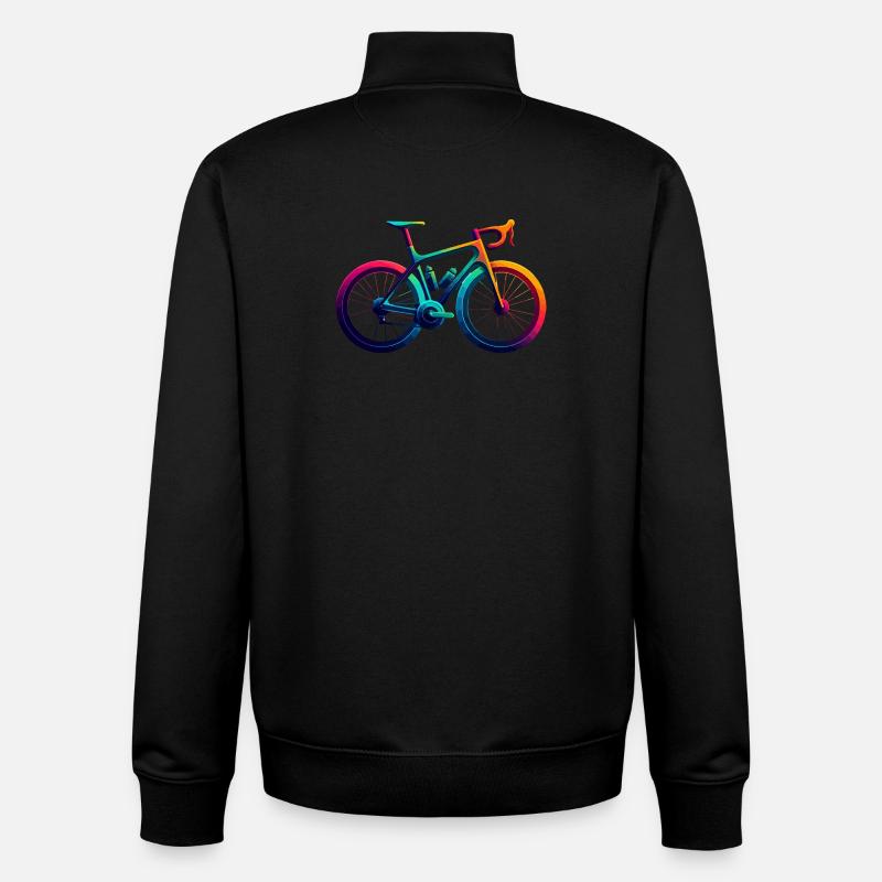 Illustration de cyclisme arc-en-ciel vibrant - Sweat zippé unisexe en coton bio Stanley/Stella - noir