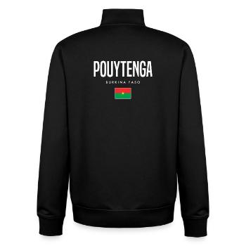 Pouytenga Burkina Faso - Sweat zippé unisexe en coton bio Stanley/Stella - noir - Dos - AI Model Male 185 light (185cm)