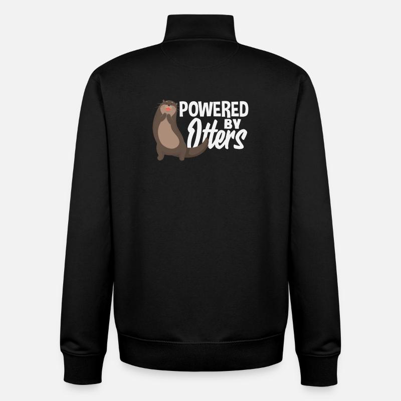 Propulsé par Sea Otter Cartoon - Sweat zippé unisexe en coton bio Stanley/Stella - noir