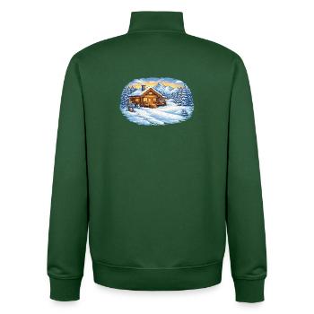 Winter ski hut in the mountains – Alpine idyll - Unisex Organic Zip Sweatshirt by Stanley/Stella - bottle green - Back - AI Model Male 185 dark (185cm)