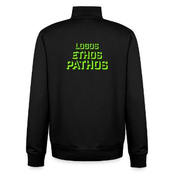 Logos Ethos Pathos Rhetorik Philosophie Student - Unisex Organic Zip Sweatshirt von Stanley/Stella - Schwarz - Hinten - AI Model Male 185 light (185cm)