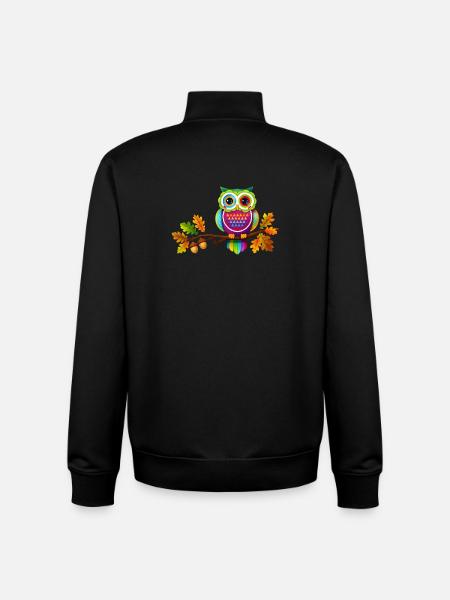 Bunte Eule auf Ast mit Herbstblättern - Unisex Organic Zip Sweatshirt von Stanley/Stella - Schwarz