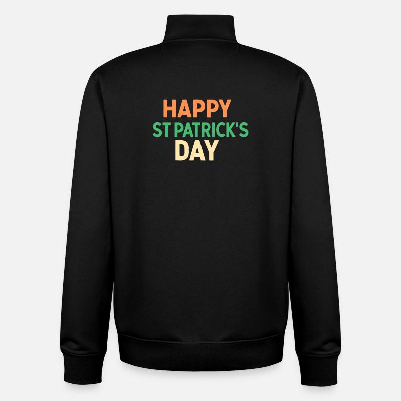Joyeux Saint-Patrick - Sweat zippé unisexe en coton bio Stanley/Stella - noir