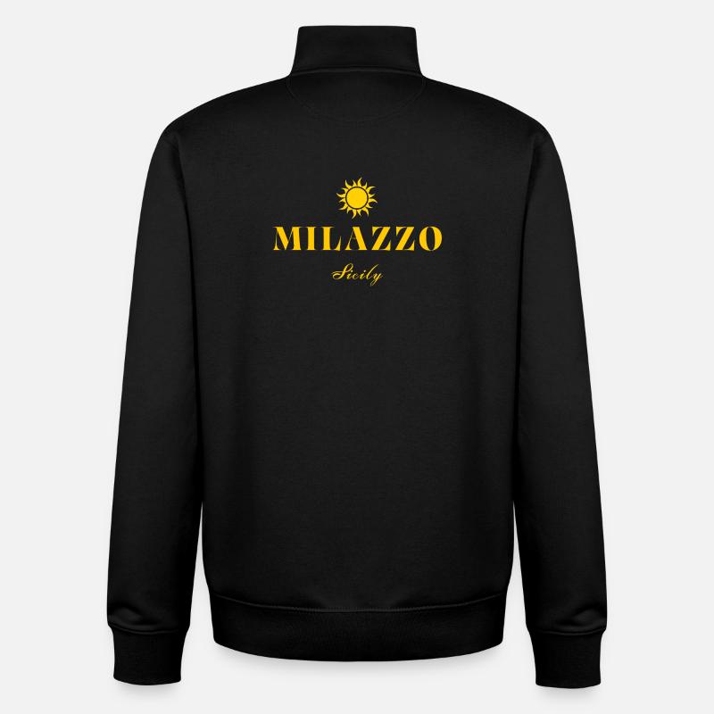 Milazzo, Sicily Sun - Sweat zippé unisexe en coton bio Stanley/Stella - noir