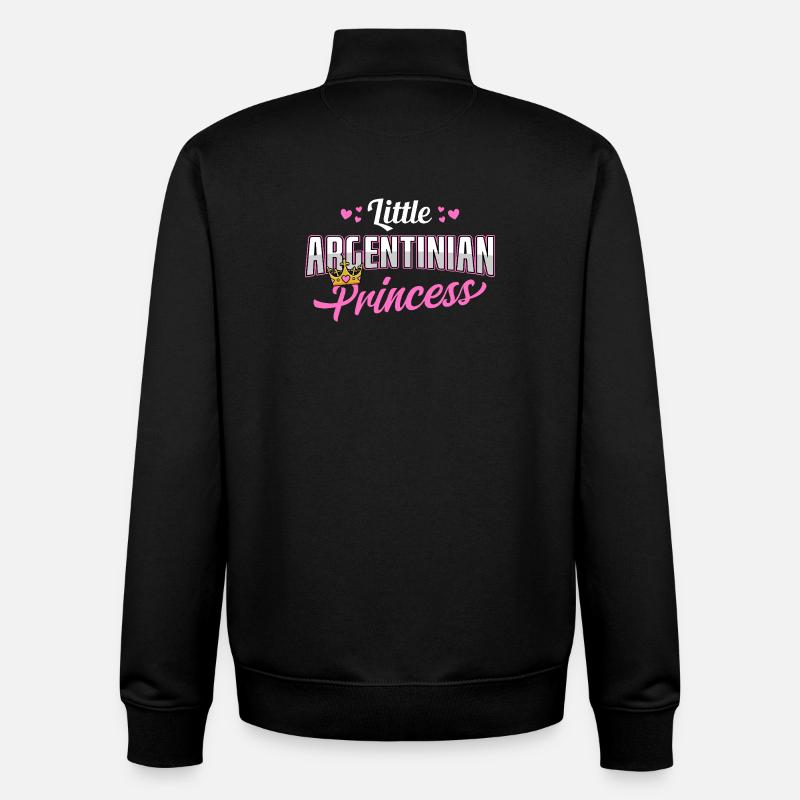 Argentinian Princess Pink Hearts Crown Design - Unisex Organic Zip Sweatshirt by Stanley/Stella - black