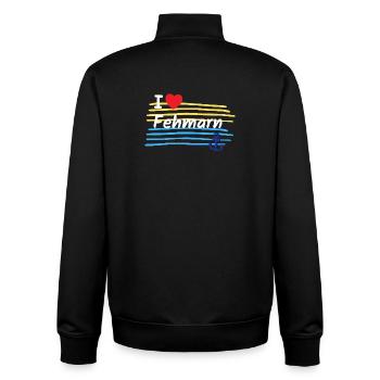 I love Fehmarn coastal look - Unisex Organic Zip Sweatshirt by Stanley/Stella - black - Back - AI Model Male 185 light (185cm)