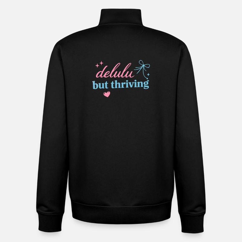 Delhu Thriving Script Logo - Unisex Organic Zip Sweatshirt by Stanley/Stella - black