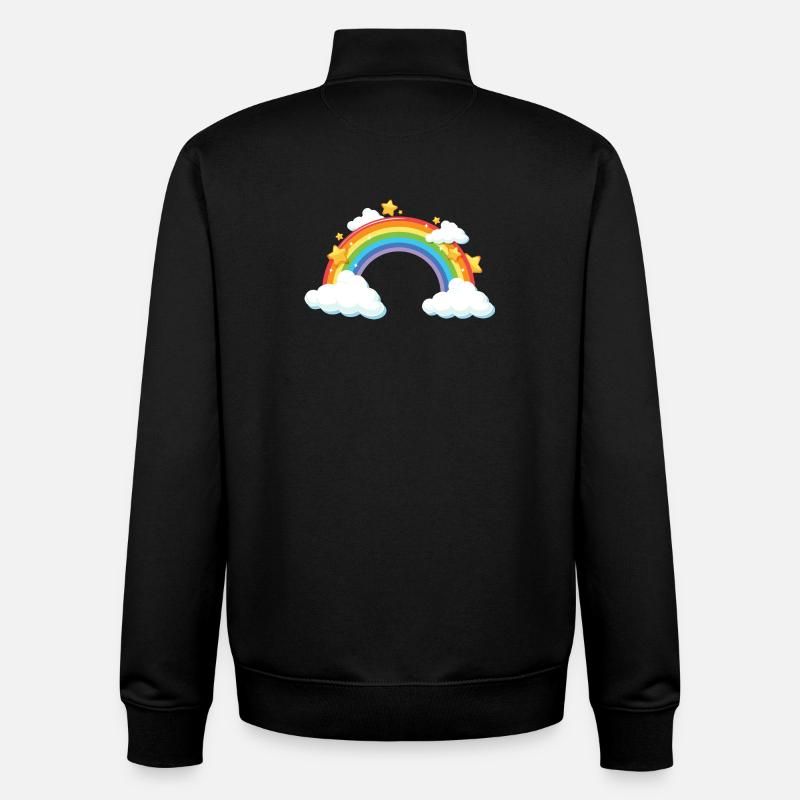 Regenbogenbogen mit Wolken und Sternen - Unisex Organic Zip Sweatshirt von Stanley/Stella - Schwarz