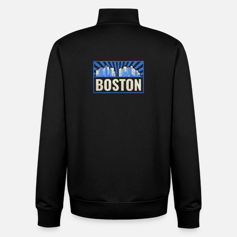 Boston États-Unis - Sweat zippé unisexe en coton bio Stanley/Stella - noir