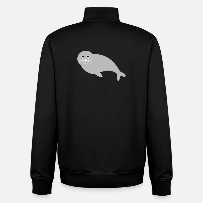 Sceaux, phoques, phoques, phoques animaux - Sweat zippé unisexe en coton bio Stanley/Stella - noir