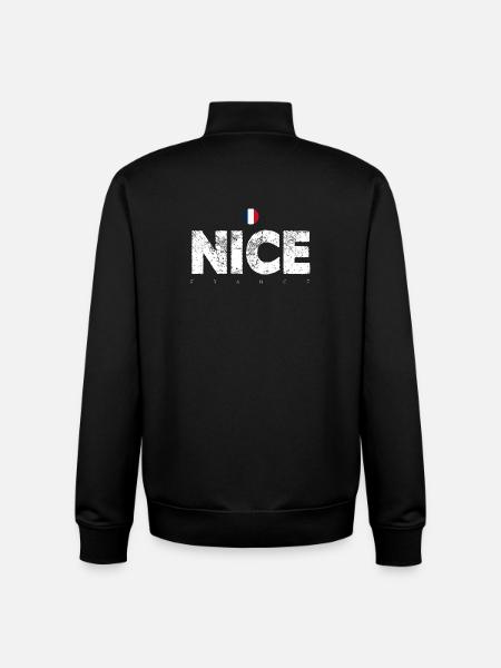 Nice France Distressed Letters - Unisex Organic Zip Sweatshirt by Stanley/Stella - black