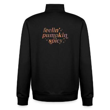 Feelin' Pumpkin Spicy Text Design - Unisex Organic Zip Sweatshirt by Stanley/Stella - black - Back - AI Model Male 185 light (185cm)