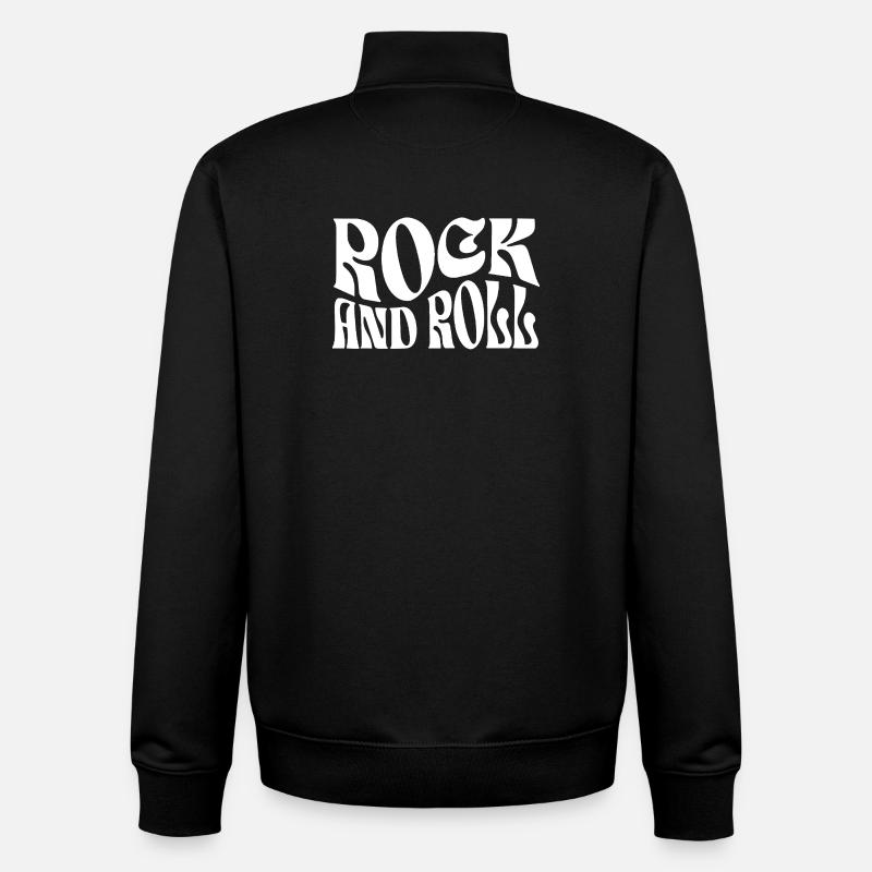 Impression typographique rock rétro - Sweat zippé unisexe en coton bio Stanley/Stella - noir