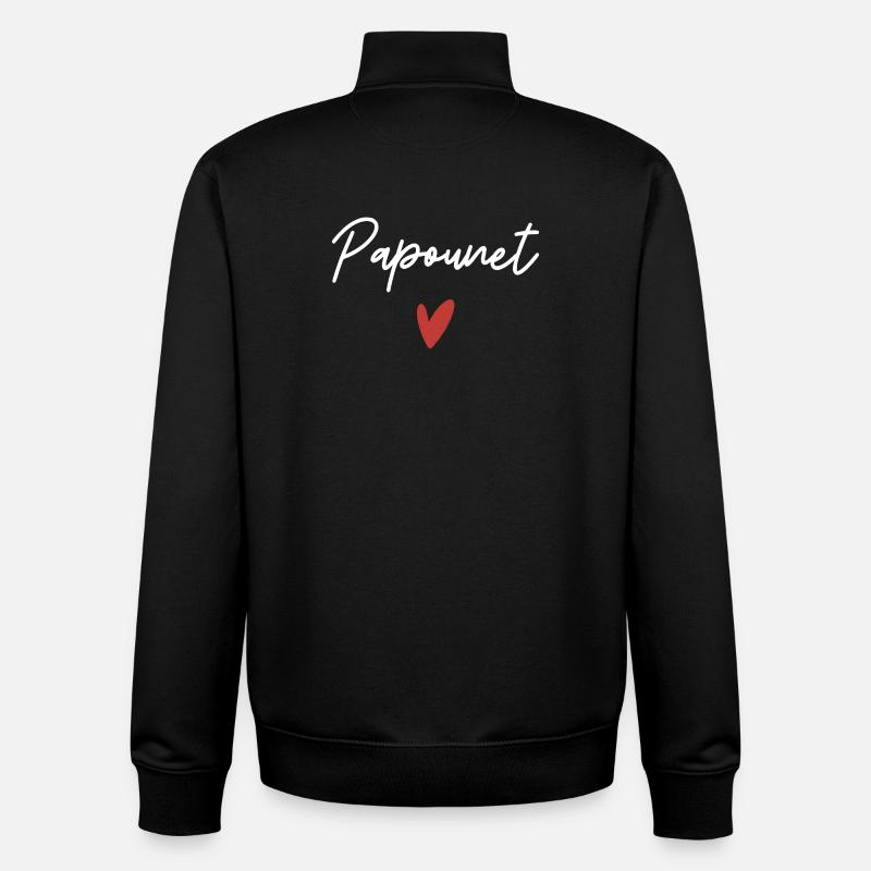 Papounet coeur idée cadeau  - Sweat zippé unisexe en coton bio Stanley/Stella - noir