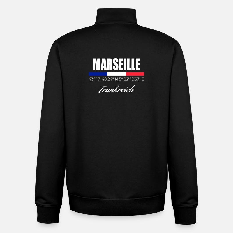 Marseille - Sweat zippé unisexe en coton bio Stanley/Stella - noir