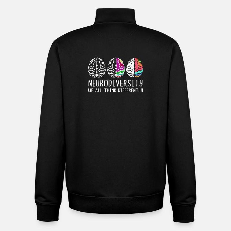 Neurodiversity Autism Brain ADHD Asperger - Unisex Organic Zip Sweatshirt by Stanley/Stella - black
