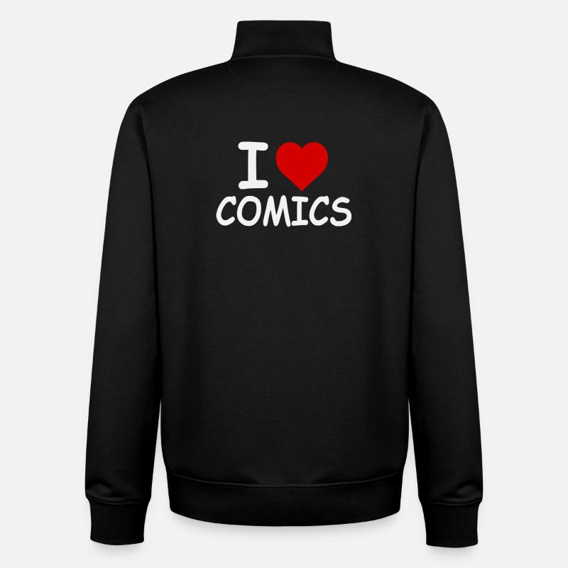 I Love Comics - Retro Bold - Unisex Organic Zip Sweatshirt by Stanley/Stella - black