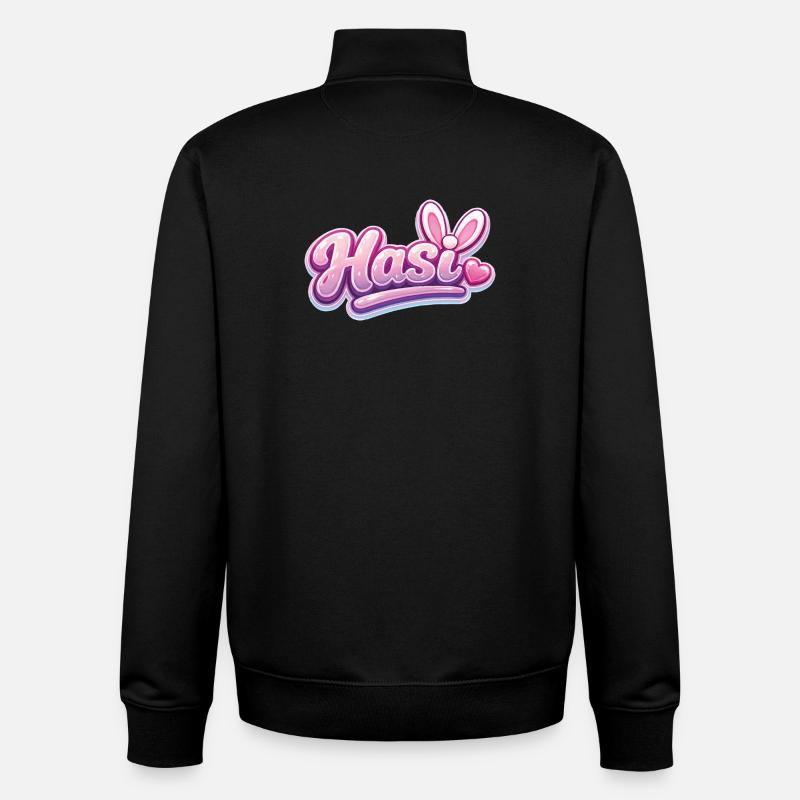 Lettrage Hasl Heart Glam rose - Sweat zippé unisexe en coton bio Stanley/Stella - noir