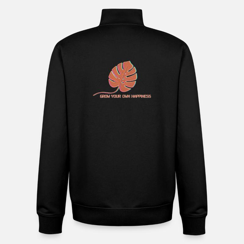 Monstera Glow Glücksblatt - Unisex Organic Zip Sweatshirt von Stanley/Stella - Schwarz