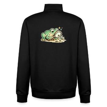 Frog detective in search of clues - Unisex Organic Zip Sweatshirt by Stanley/Stella - black - Back - AI Model Male 185 light (185cm)