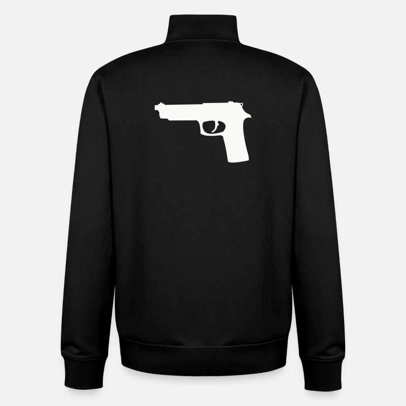 Silhouette du pistolet en contraste - Sweat zippé unisexe en coton bio Stanley/Stella - noir