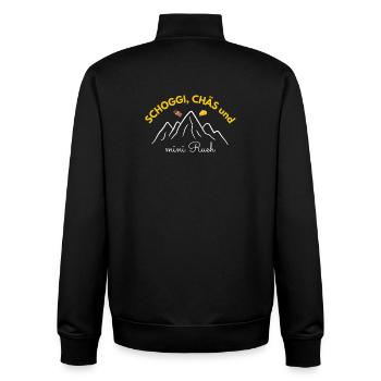 Schoggi & Chäs – Minimalistisches Schweiz Design - Unisex Organic Zip Sweatshirt von Stanley/Stella - Schwarz - Hinten - AI Model Male 185 light (185cm)