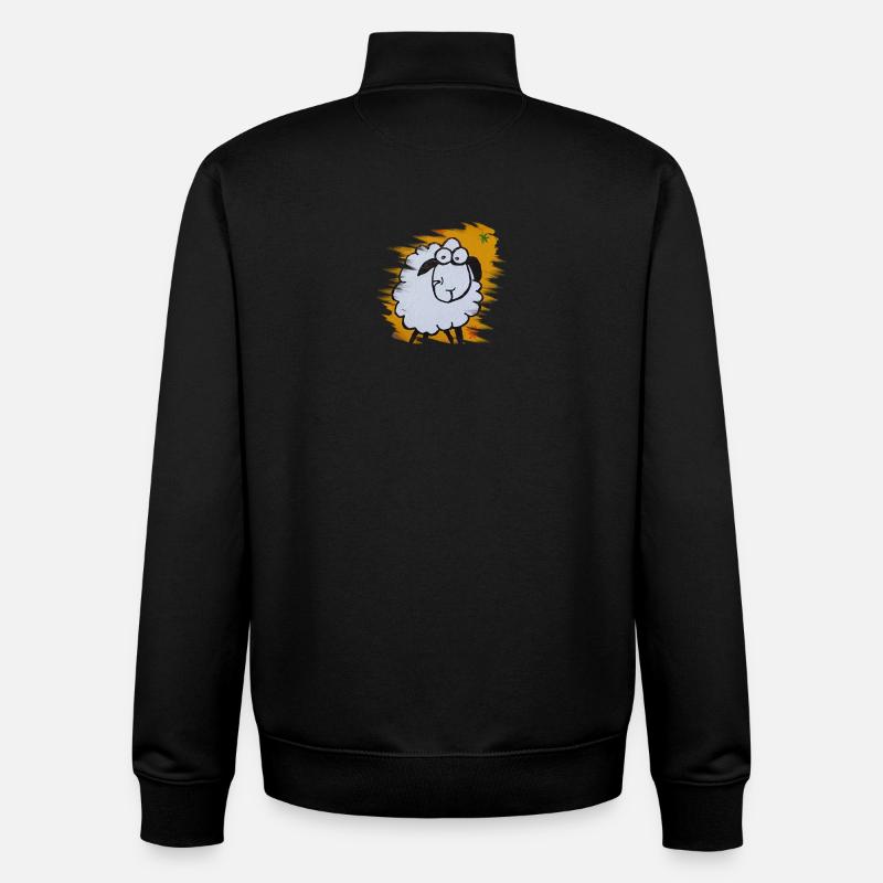 Lustiges Schäfchen auf orangem Hintergrund - Unisex Organic Zip Sweatshirt von Stanley/Stella - Schwarz