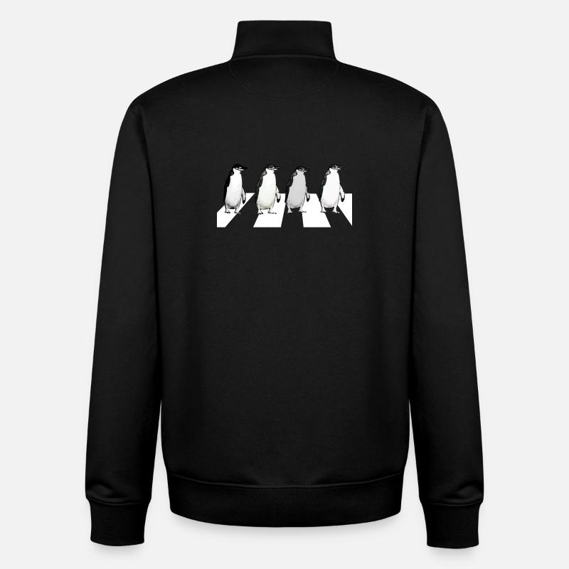 Pingouins d'Abbey Road - Sweat zippé unisexe en coton bio Stanley/Stella - noir