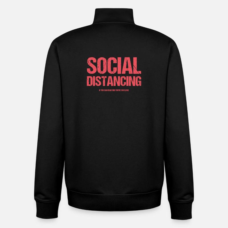 Distanciation sociale - Sweat zippé unisexe en coton bio Stanley/Stella - noir