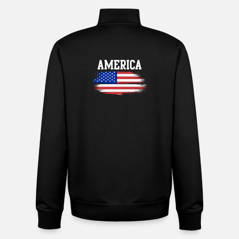 Flag Brush Americana - Unisex Organic Zip Sweatshirt by Stanley/Stella - black