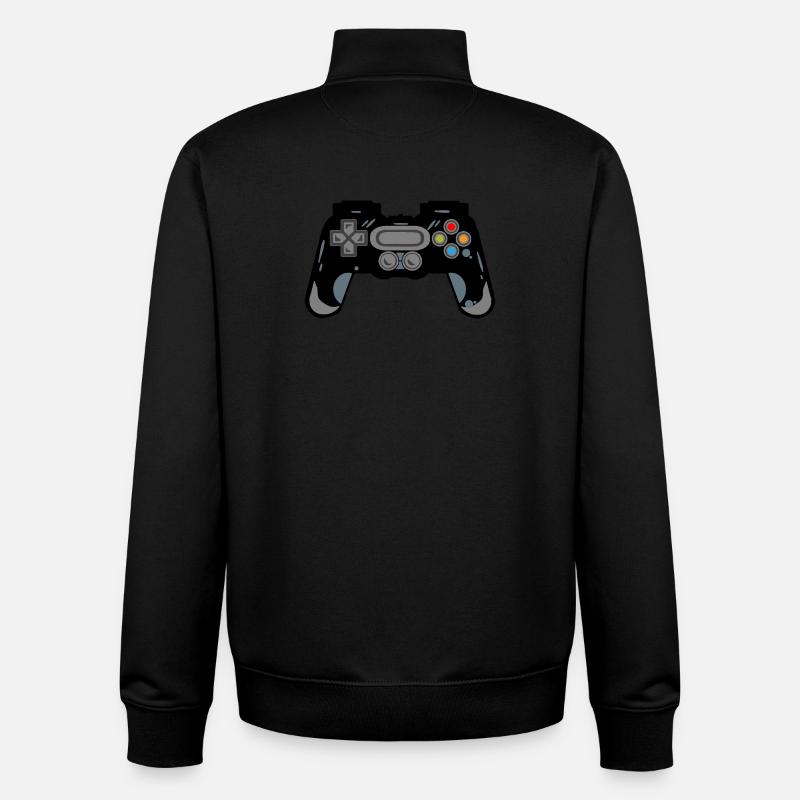 Silhouette de manette rétro - Sweat zippé unisexe en coton bio Stanley/Stella - noir
