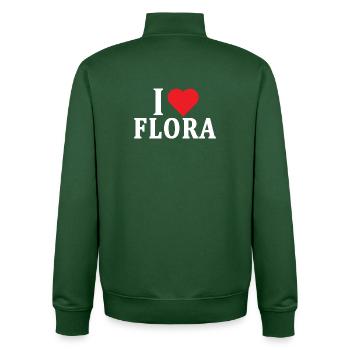 T-Shirt I love Flora T-Shirt Geschenkidee - Unisex Organic Zip Sweatshirt von Stanley/Stella - Flaschengrün - Hinten - AI Model Male 185 dark (185cm)