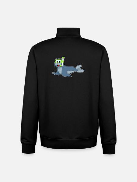 Seal Diver Snorkel Diving - Unisex Organic Zip Sweatshirt by Stanley/Stella - black