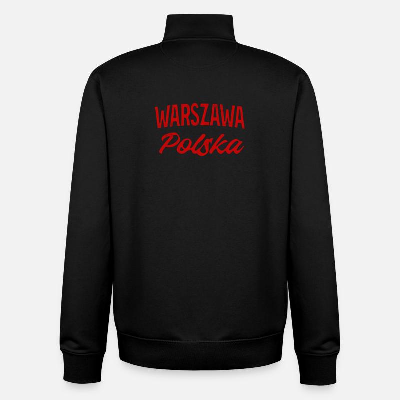 Warszawa Polska Retro Script - Unisex Organic Zip Sweatshirt by Stanley/Stella - black