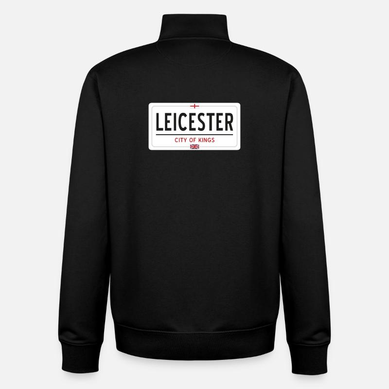 Ortsschild von Leicester - Unisex Organic Zip Sweatshirt von Stanley/Stella - Schwarz